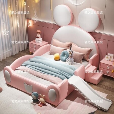2층침대 성인 벙커 침대 분리형 핑크 미키 침대프레임