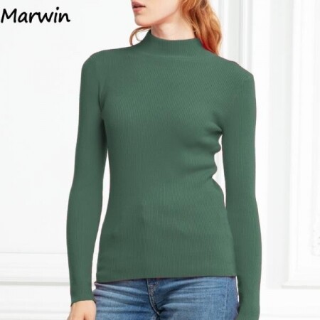 Marwin-신상품 터틀넥 풀오버 스웨터, 긴 소매,