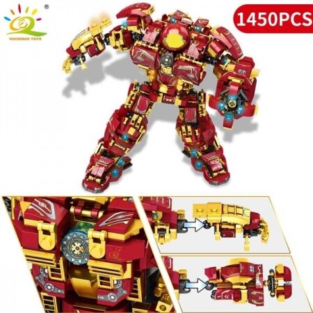 HUIQIBAO-도시 전쟁 슈퍼 갑옷 로봇 빌딩 블록 군사 전사 메카 피규어 무기 블럭 어린이 선물용 장난감