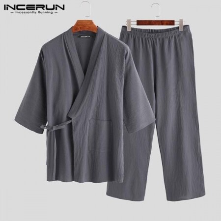 기모노 라운지 목욕 가운 편안한 코튼 잠옷