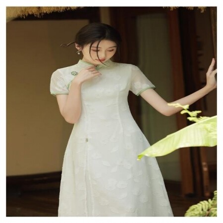 최신 캐쥬얼 여름 반팔 아오자이 베트남 여성 아오자이 치파오 우아한 전통 의상 여름 스튜디오 촬영 소품