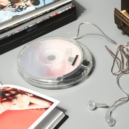 투명 CD 플레이어 휴대용 레트로 복고풍 투명 클리어 휴대용 미니 CD 시디 플레이어 다용도